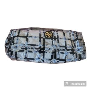 Blue Floral Clear Round Cosmetic Makeup Bag